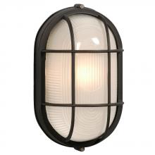  305013BK 132EB - Outdoor Cast Aluminum Marine Light with Guard - in Black finish with Frosted Glass (Wall or Ceiling